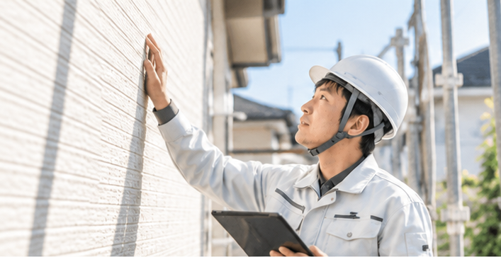 外壁を点検する施工イメージ